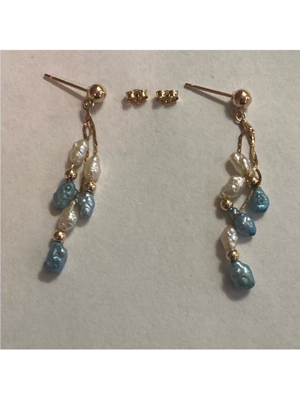 14 K Gold Rice Pearls Earrings